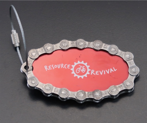 Resource Revival Recycled Bicycle Chain I.D. Tag for travel bag