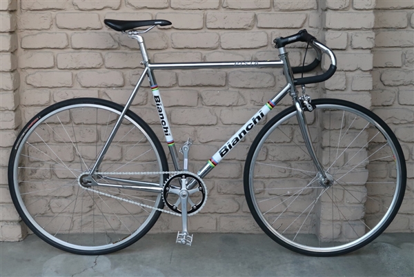 57cm Chrome BIANCHI Pista Single Speed Fixed Gear Track Bike 5'8-5'11