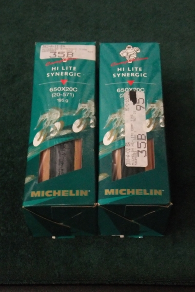 650 x 20c MICHELIN Hi Lite Synergic Folding Road Bike Tire Set NOS NIB France