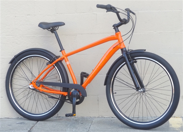 Mens BATCH Comfort Cruiser 3 Speed Fendered Aluminum City Bike Orange ~5'6"-6'2"
