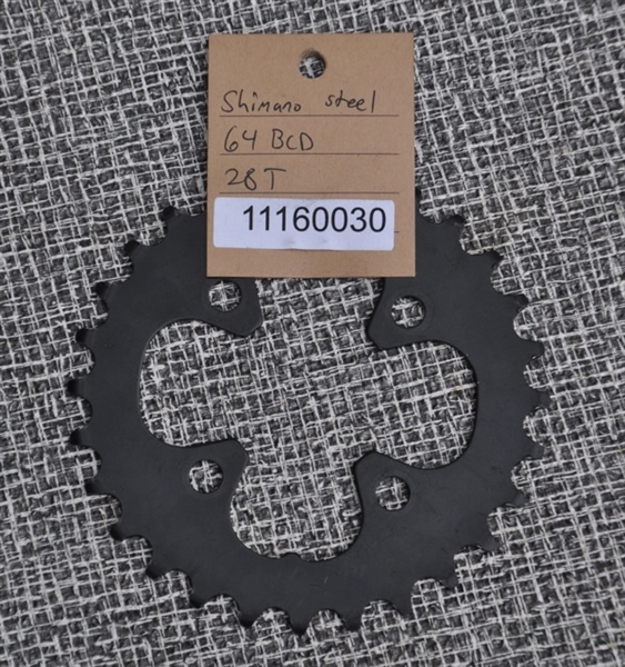 28t x 64 bcd Shimano steel chainring black